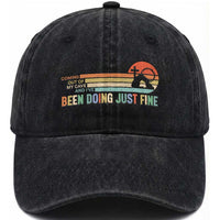 Retro Coming Out Of My Cave Christian Easter Parody Washed Cotton Baseball Cap I’ve Been Doing Just Fine Resurrection Humor Faith Gift