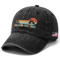 Retro Coming Out Of My Cave Christian Easter Parody Washed Cotton Baseball Cap I’ve Been Doing Just Fine Resurrection Humor Faith Gift