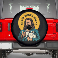 Guess Who is Back Funny Christian Easter Spare Tire Cover Winking Jesus with Lamb Cute Resurrection Humor Gift