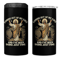 Coming Out Of My Cave Christian Easter 4 in 1 Can Cooler Tumbler Risen Jesus Tomb Scene Inspirational Faith Message Gift