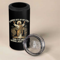 Coming Out Of My Cave Christian Easter 4 in 1 Can Cooler Tumbler Risen Jesus Tomb Scene Inspirational Faith Message Gift