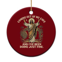 Coming Out Of My Cave Christian Easter Ceramic Ornament Risen Jesus Tomb Scene Inspirational Faith Message Gift