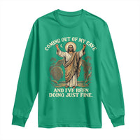 Coming Out Of My Cave Christian Easter Long Sleeve Shirt Risen Jesus Tomb Scene Inspirational Faith Message Gift