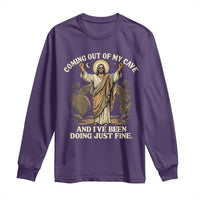 Coming Out Of My Cave Christian Easter Long Sleeve Shirt Risen Jesus Tomb Scene Inspirational Faith Message Gift