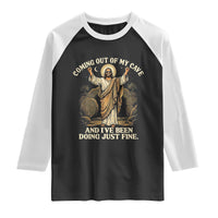 Coming Out Of My Cave Christian Easter Raglan Shirt Risen Jesus Tomb Scene Inspirational Faith Message Gift