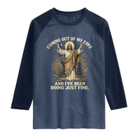 Coming Out Of My Cave Christian Easter Raglan Shirt Risen Jesus Tomb Scene Inspirational Faith Message Gift