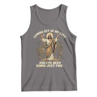 Coming Out Of My Cave Christian Easter Tank Top Risen Jesus Tomb Scene Inspirational Faith Message Gift