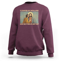 It Started Out With A Kiss Christian Easter Sweatshirt Judas Betrayal Biblical Scene Faith Reflection Gift