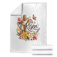 He Is Risen Floral Cross Christian Easter Throw Blanket Spring Flowers Butterfly Faith Inspirational Gift