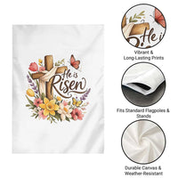 He Is Risen Floral Cross Christian Easter Garden Flag Spring Flowers Butterfly Faith Inspirational Gift