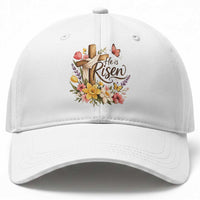 He Is Risen Floral Cross Christian Easter Baseball Cap Spring Flowers Butterfly Faith Inspirational Gift