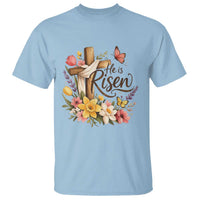 He Is Risen Floral Cross Christian Easter T Shirt Spring Flowers Butterfly Faith Inspirational Gift