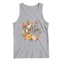 He Is Risen Floral Cross Christian Easter Tank Top Spring Flowers Butterfly Faith Inspirational Gift