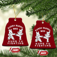 Funny Easter Rabbit Martial Arts Ceramic Ornament Every Bunny Was Kung Fu Fighting Cute Bunny Humor Gift