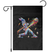 Cool Easter Bunny Baseball Player Neon Paint Splash Graphic Garden Flag Funny Rabbit Sports with Egg Bat Hit Gift