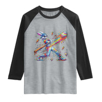 Cool Easter Bunny Baseball Player Neon Paint Splash Graphic Raglan Shirt Funny Rabbit Sports with Egg Bat Hit Gift