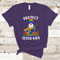 LGBT Queer Pride T Shirt Protect Queer Kids Queer Youth Gnome LGBT Pride Month Ally - Wonder Print Shop