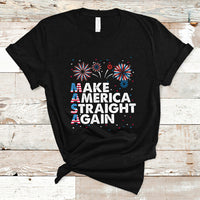 MAS T Shirt Funny MASA Make America Straight Again 4th of July Fireworks USA Flag USA Party - Wonder Print Shop