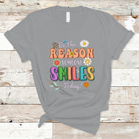 Be The Reason Someone Smiles Today Mental Health Matters Positive Quotes Retro Groovy T Shirt - Wonder Print Shop