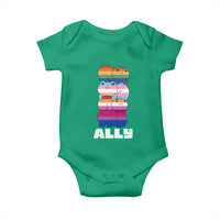 Colorful LGBTQ+ Ally Frogs Stack Baby Onesie Kawaii Gay Pride Support