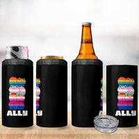Colorful LGBTQ+ Ally Frogs Stack 4 in 1 Can Cooler Tumbler Kawaii Gay Pride Support