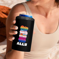 Colorful LGBTQ+ Ally Frogs Stack 4 in 1 Can Cooler Tumbler Kawaii Gay Pride Support