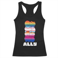 Colorful LGBTQ+ Ally Frogs Stack Racerback Tank Top Kawaii Gay Pride Support