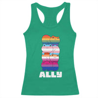 Colorful LGBTQ+ Ally Frogs Stack Racerback Tank Top Kawaii Gay Pride Support