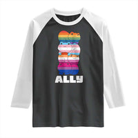 Colorful LGBTQ+ Ally Frogs Stack Raglan Shirt Kawaii Gay Pride Support