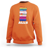 Colorful LGBTQ+ Ally Frogs Stack Sweatshirt Kawaii Gay Pride Support