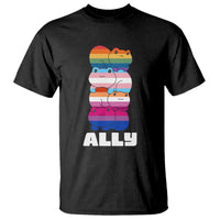Colorful LGBTQ+ Ally Frogs Stack T Shirt Kawaii Gay Pride Support