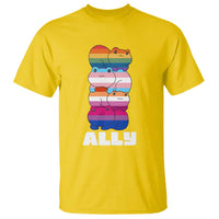 Colorful LGBTQ+ Ally Frogs Stack T Shirt Kawaii Gay Pride Support