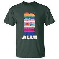 Colorful LGBTQ+ Ally Frogs Stack T Shirt Kawaii Gay Pride Support