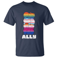 Colorful LGBTQ+ Ally Frogs Stack T Shirt Kawaii Gay Pride Support