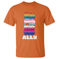 Colorful LGBTQ+ Ally Frogs Stack T Shirt Kawaii Gay Pride Support