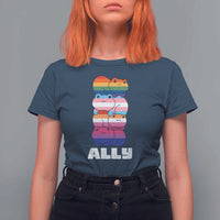 Colorful LGBTQ+ Ally Frogs Stack T Shirt For Women Kawaii Gay Pride Support