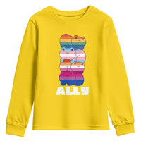 Colorful LGBTQ+ Ally Frogs Stack Youth Sweatshirt Kawaii Gay Pride Support