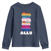 Colorful LGBTQ+ Ally Frogs Stack Youth Sweatshirt Kawaii Gay Pride Support