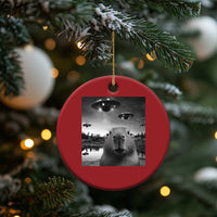 Funny Capybara Christmas Ornament Selfie With UFOs Capy Meme Graphic - Wonder Print Shop