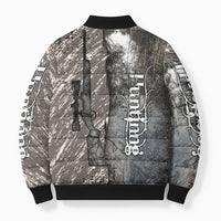 Hunting Rifle Bomber Puffer Jacket Grunge Wilderness Marsh Scene with Rustic Outdoor