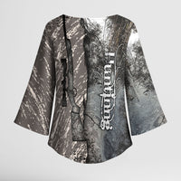 Hunting Rifle Kimono Sleeve Blouse Grunge Wilderness Marsh Scene with Rustic Outdoor