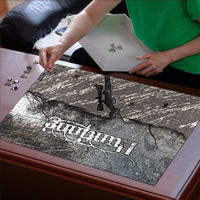 Hunting Rifle Puzzle Grunge Wilderness Marsh Scene with Rustic Outdoor