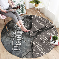 Hunting Rifle Round Carpet Grunge Wilderness Marsh Scene with Rustic Outdoor