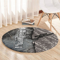 Hunting Rifle Round Carpet Grunge Wilderness Marsh Scene with Rustic Outdoor