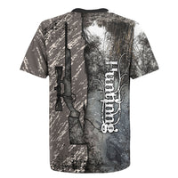 Hunting Rifle Rugby Jersey Grunge Wilderness Marsh Scene with Rustic Outdoor