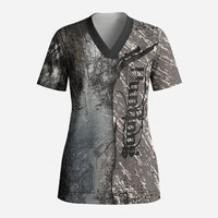 Hunting Rifle Scrub Top Grunge Wilderness Marsh Scene with Rustic Outdoor
