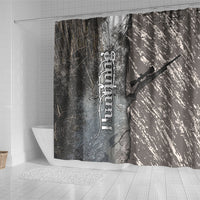 Hunting Rifle Shower Curtain Grunge Wilderness Marsh Scene with Rustic Outdoor