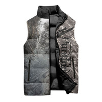 Hunting Rifle Sleeveless Puffer Jacket Grunge Wilderness Marsh Scene with Rustic Outdoor