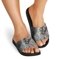 Hunting Rifle Slide Sandals Grunge Wilderness Marsh Scene with Rustic Outdoor