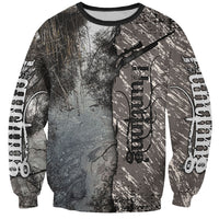 Hunting Rifle Sweatshirt Grunge Wilderness Marsh Scene with Rustic Outdoor